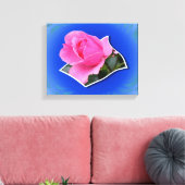 Roze rosebud stroomt uit de grenzen canvas afdruk (Insitu (Woonkamer))