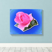 Roze rosebud stroomt uit de grenzen canvas afdruk (Insitu (Houten vloer))