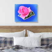Roze rosebud stroomt uit de grenzen canvas afdruk (Insitu (Slaapkamer))