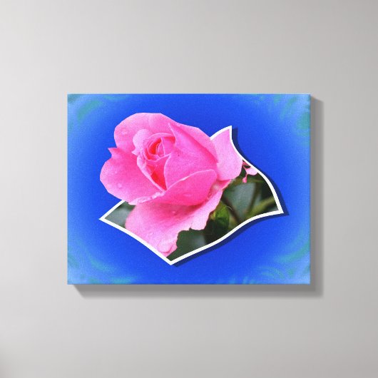 Roze rosebud stroomt uit de grenzen canvas afdruk (Voorkant)