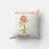Roze rosebud waterverf baby kussen (Achterkant)