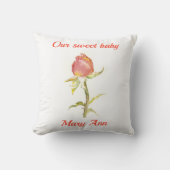 Roze rosebud waterverf baby kussen (Voorkant)