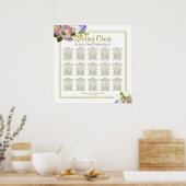 Roze rosebuds 15 Tafel-weddenschapenkaart Poster (Keuken)