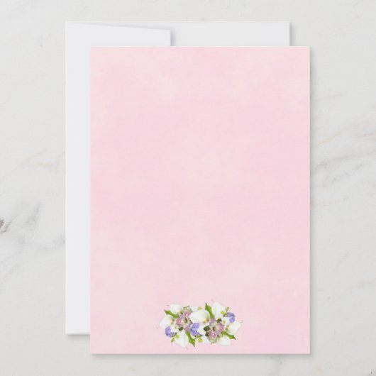 Roze rosebuds en Calla Lilies Gold en Roze bruilof Kaart (Achterkant)