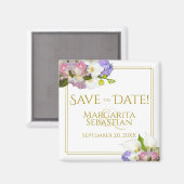 Roze rosebuds en Calla Lilies Wedding sparen de Da Magneet (Voorkant / Achterkant)