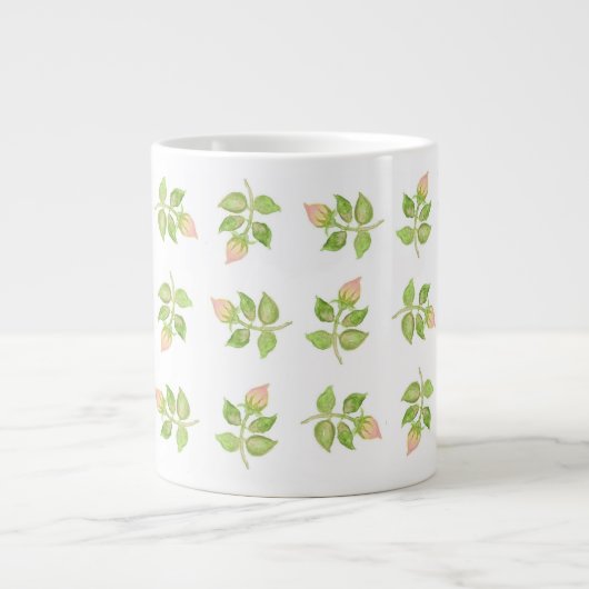  roze rosebuds Jumbo-formaat Mok (Voorkant)