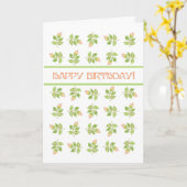  roze rosebuds op White Birthday Kaart (Gele Bloem)