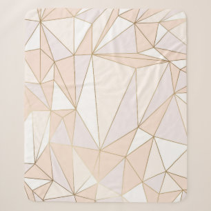 Roze Rosegold: Abstracte geometrische luxe Sherpa Deken