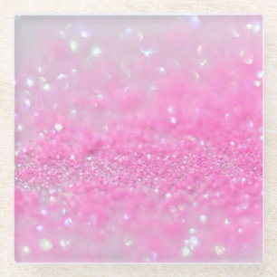 Roze Rosegold Sparkle Baby Girl Glitter Glazen Onderzetter
