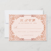  roze roségoud elegante kalligrafie bruiloft RSVP kaartje (Voorkant)