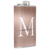 Roze Roségoud Feminin Monogram Geborsteld Staal Me Heupfles (Rechts)
