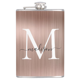 Roze Roségoud Feminin Monogram Geborsteld Staal Me Heupfles