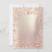 Roze Roségoud Glitter Bladeren Bloem Kader Parelmo Kaart (Achterkant)