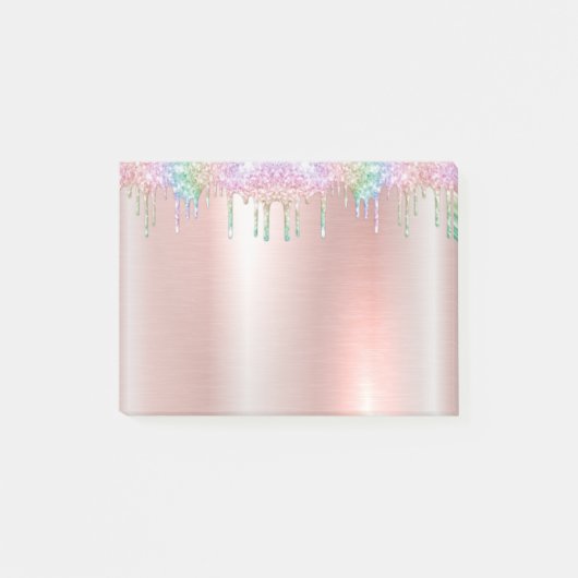 Roze Roségoud Glitter Post-it® Notities Notes (Voorkant)