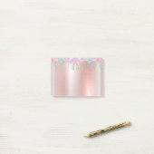 Roze Roségoud Glitter Post-it® Notities Notes (Op bureau)