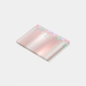 Roze Roségoud Glitter Post-it® Notities Notes (Schuin)