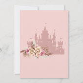 Roze roségoud kasteel prinses 1e verjaardag kaart (Achterkant)