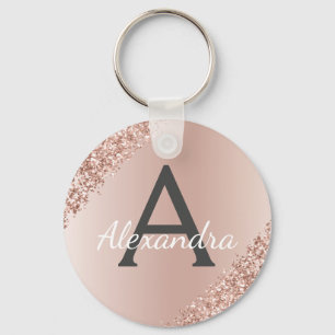 Roze Roségoud Nep RVS Monogram Sleutelhanger