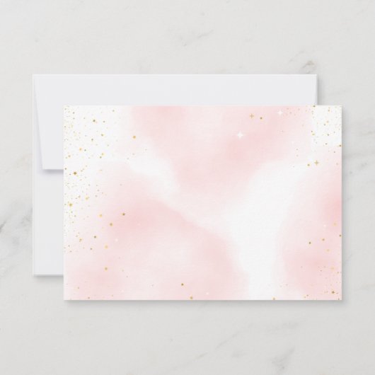 Roze roségoud We are over the Moon baby shower Bedankkaart (Achterkant)