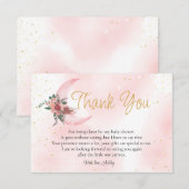 Roze roségoud We are over the Moon baby shower Bedankkaart (Voorkant / Achterkant)