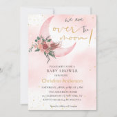 Roze roségoud We are over the Moon Baby shower Kaart (Voorkant)