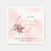 Roze roségoud We are over the Moon Baby shower Servet (Voorkant)