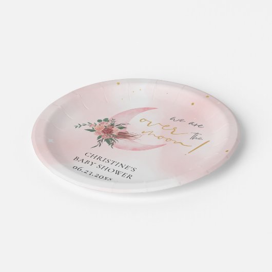 Roze roségoud We are over the Moon Paper Bord (Gekanteld)