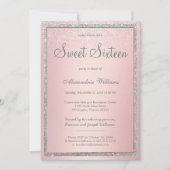 Roze roségoud zilver glitter gradiënt Sweet 16 Kaart (Voorkant)