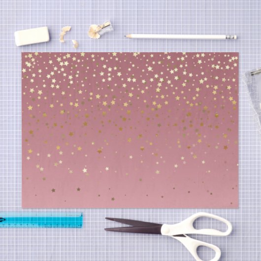  roze roségouden achtergrond en glittersterren tissuepapier (Craft)