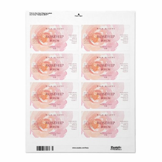 Roze Rosehip Serum Labels (Full Sheet)