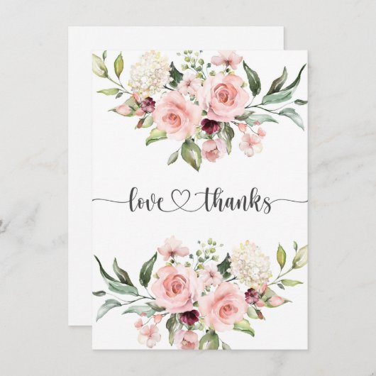 Roze Roses Baby shower Dank u kaart (Voorkant / Achterkant)