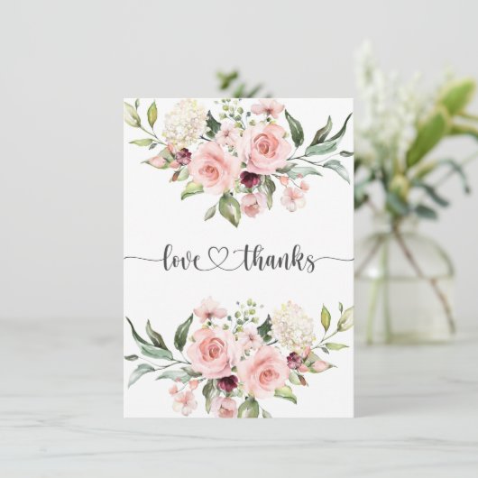 Roze Roses Baby shower Dank u kaart (Staand voorkant)