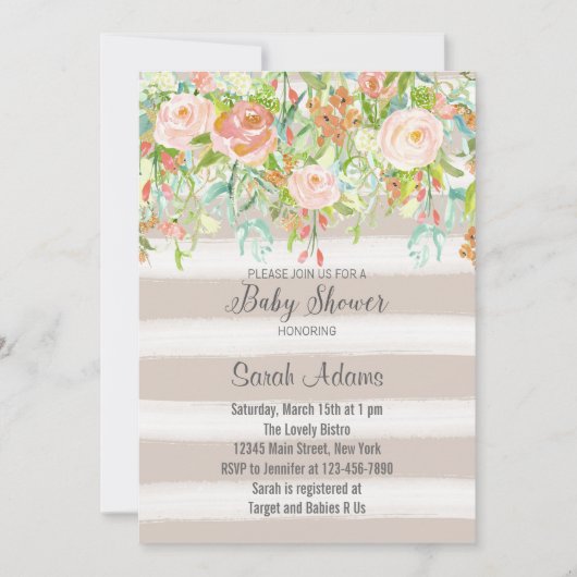 Roze Roses Baby shower Uitnodiging (Voorkant)