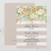 Roze Roses Baby shower Uitnodiging (Voorkant / Achterkant)