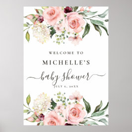 Roze Roses Baby shower Welkomstbord Poster
