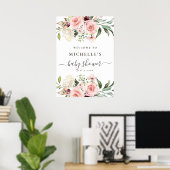 Roze Roses Baby shower Welkomstbord Poster (Thuiskantoor)