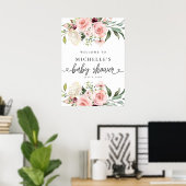 Roze Roses Baby shower Welkomstbord Poster (Thuiskantoor)
