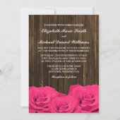 Roze Roses Barn Wood Wedding Kaart (Voorkant)