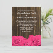 Roze Roses Barn Wood Wedding Kaart (Staand voorkant)