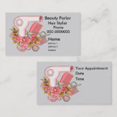 Roze Roses Beautician, aangepaste naam Afsprakenkaartje (Voorkant / Achterkant)