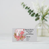 Roze Roses Beautician, aangepaste naam Afsprakenkaartje (Staand voorkant)