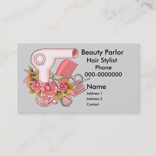 Roze Roses Beautician, aangepaste naam Afsprakenkaartje (Voorkant)