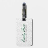 Roze Roses Beige Dammaskers Bagagelabel (Achterkant verticaal)