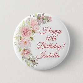  roze Roses Birthday Button