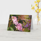 Roze Roses Birthday Kaart (Gele Bloem)