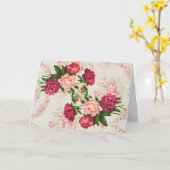 Roze Roses Birthday-kaart Kaart (Gele Bloem)