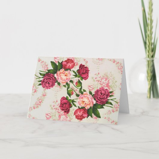 Roze Roses Birthday-kaart Kaart (Voorkant)