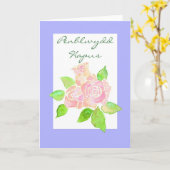Roze Roses Birthday Kaart: Welsh Greeting Kaart (Gele Bloem)