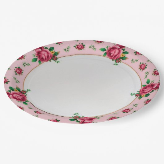 Roze Roses Birthday Party Paper Borden Papieren Bordje (Gekanteld)