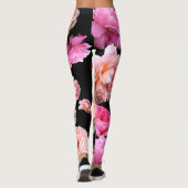 Roze Roses Black Athleisure Yoga Pants Leggings (Achterkant)